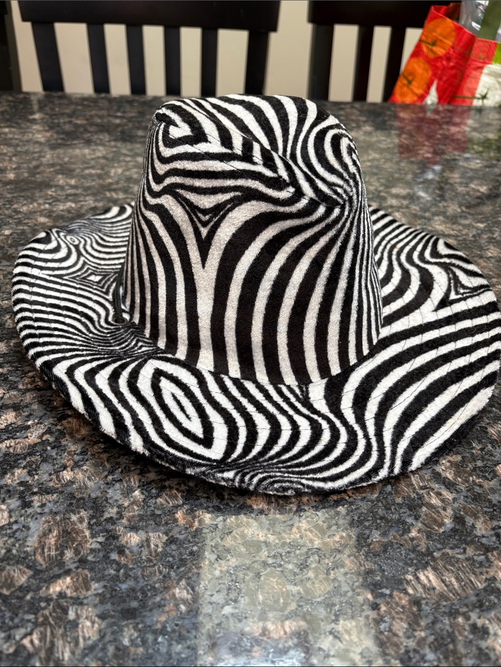 Zebra print Adult Felt Cowboy Hat with Drawstring